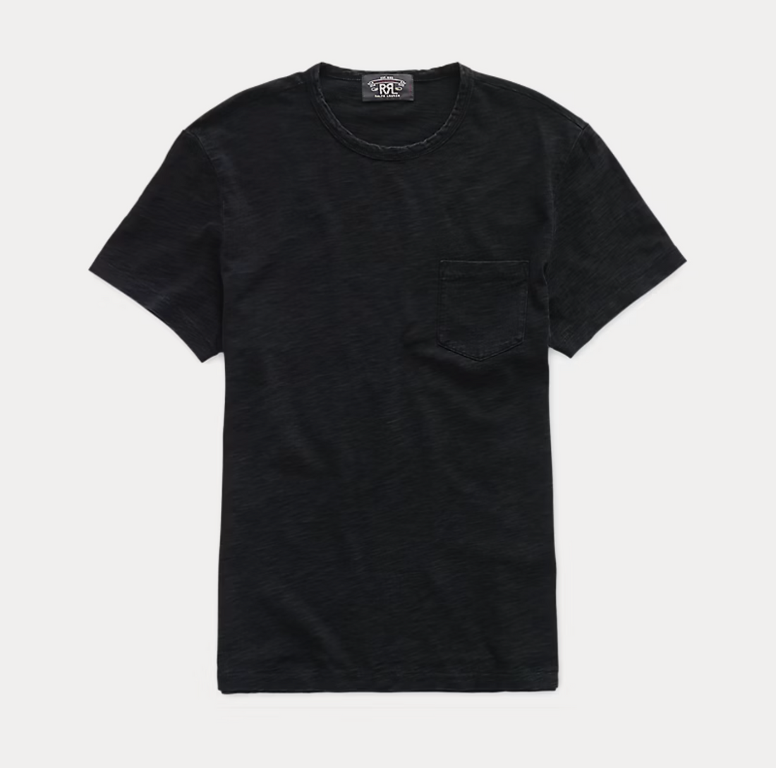 Double RL - Short-sleeve Indigo Slub Jersey Crewneck T-shirt W/ Pocket