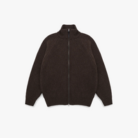 Knickerbocker - Cabin Rib Zip Lambswool Sweater in Deep Brown