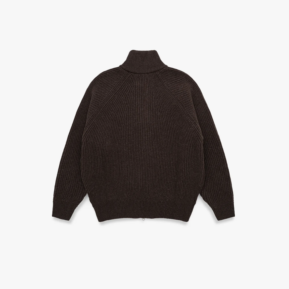 Knickerbocker - Cabin Rib Zip Lambswool Sweater in Deep Brown