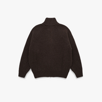 Knickerbocker - Cabin Rib Zip Lambswool Sweater in Deep Brown