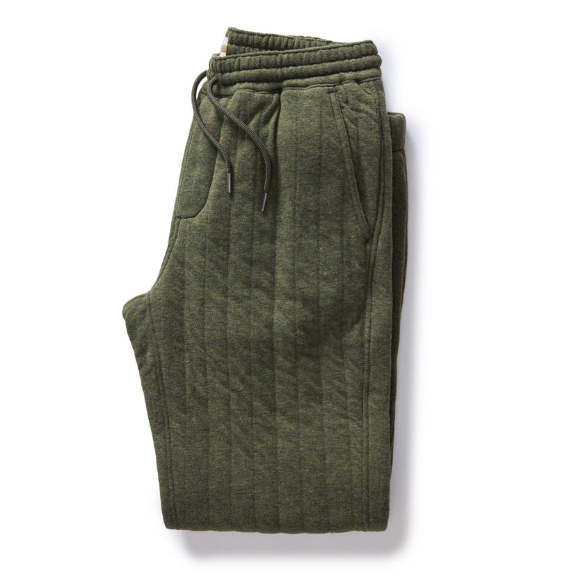 Taylor Stitch -The Après Pant in Heather Fatigue Olive Quilted Jersey