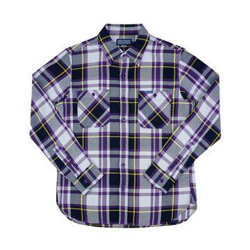 Iron Heart - 9oz Selvedge American Check Work Shirt in Purple