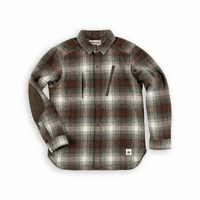 Beringia - Farallon Wool Plaid Shirt in Green and Brick Ombre