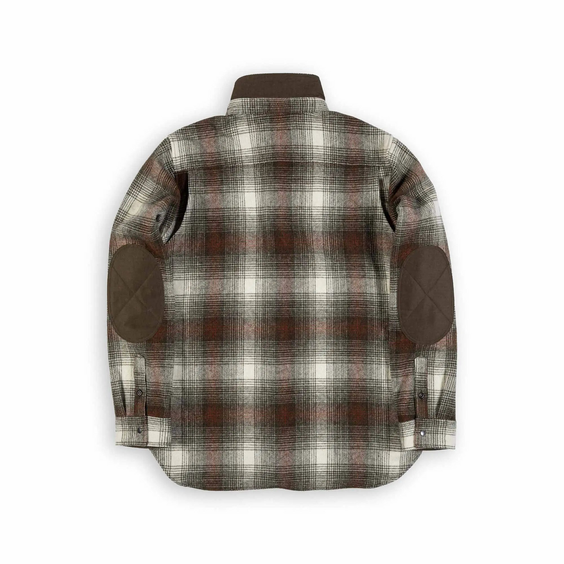 Beringia - Farallon Wool Plaid Shirt in Green and Brick Ombre
