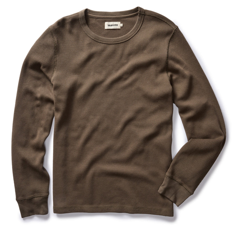 Taylor Stitch - The Organic Cotton Waffle Crew in Fatigue Olive