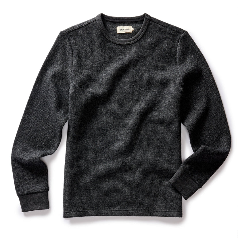 Taylor Stitch - The Evans Crew in Charcoal Birdseye Wool