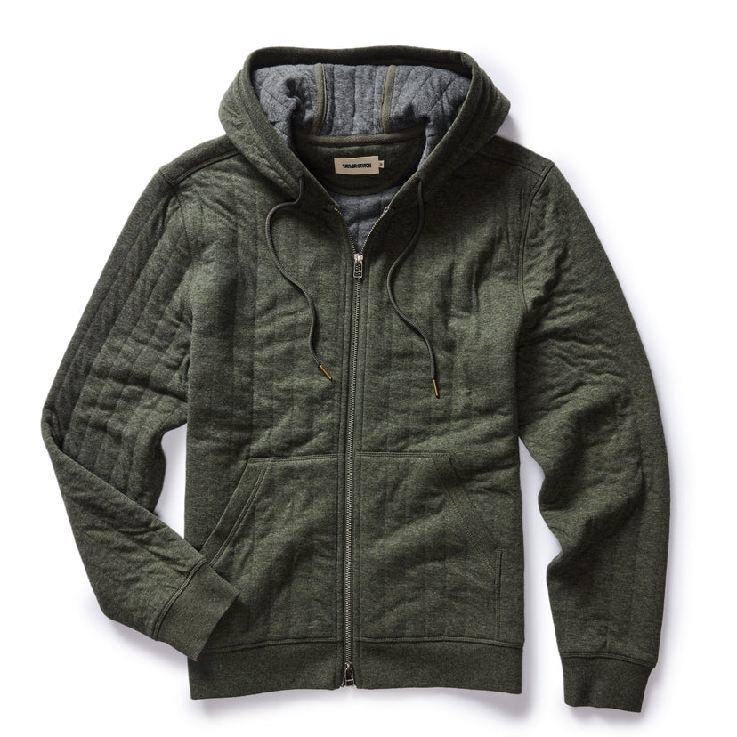Taylor Stitch - The Apres Zip Hoodie in Fatigue Olive Quilt