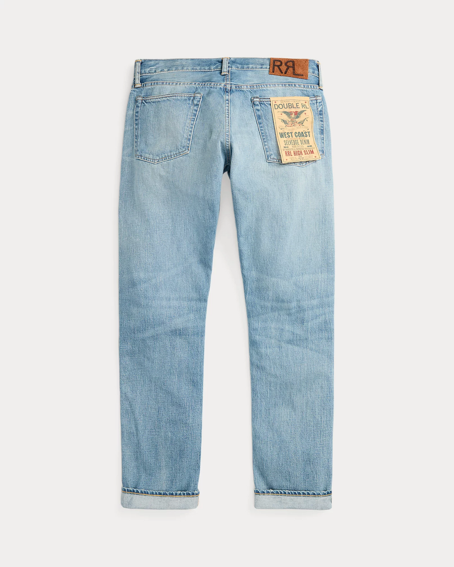 Double RL - High Slim Selvedge Jean W/ Zip - Lawton Wash