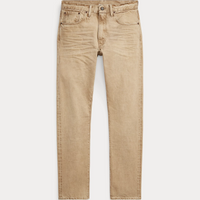 Double RL - High Slim Wide Width Denim W/ Zipper Fly - Tan Wash