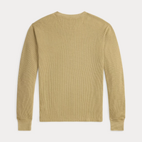 Double RL - Garment-Dyed Waffle-Knit Henley Shirt in Spring Beige