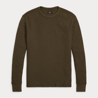 Double RL - Long-sleeve Waffle Knit Crewneck T-shirt - Olive Brown