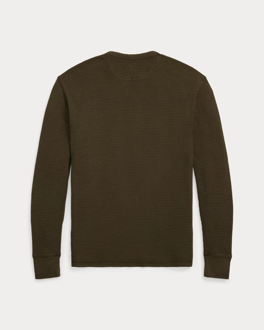 Double RL - Long-sleeve Waffle Knit Crewneck T-shirt - Olive Brown