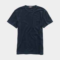Double RL - Short-sleeve Indigo Slub Jersey Crewneck T-shirt W/ Pocket - Rinsed Indigo