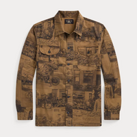 Double RL - Long-Sleeve Cotton Twill Printed Byrns Workshirt - RL-740 Tan Multi