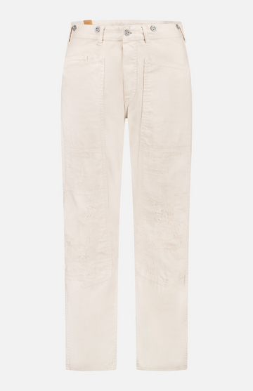 Ralph Lauren - Cotton/Linen Twill Dempsey Buckleback Carpenter Pant - Destroy And Repaired Creme