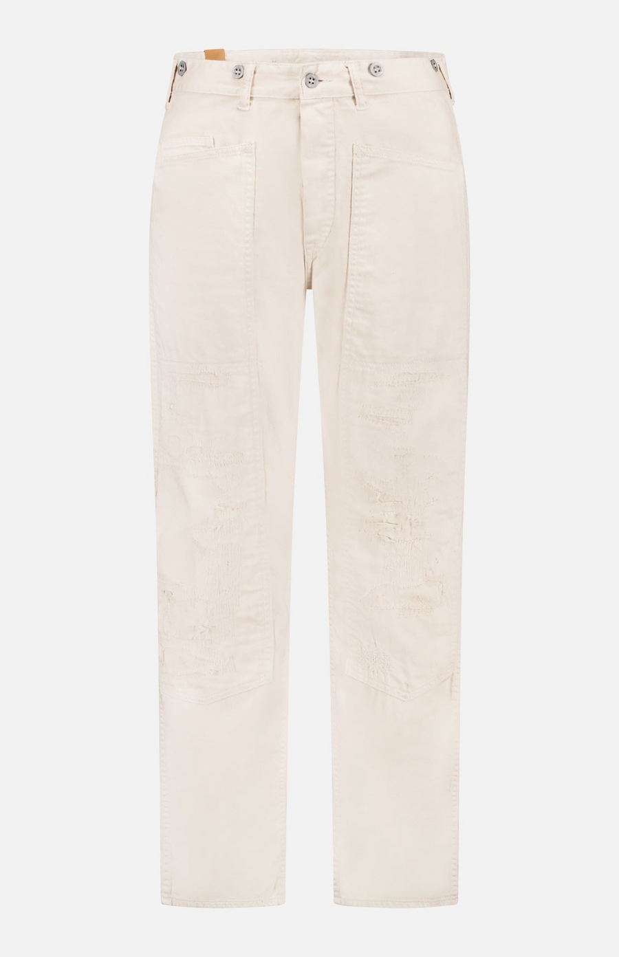 Ralph Lauren - Cotton/Linen Twill Dempsey Buckleback Carpenter Pant - Destroy And Repaired Creme