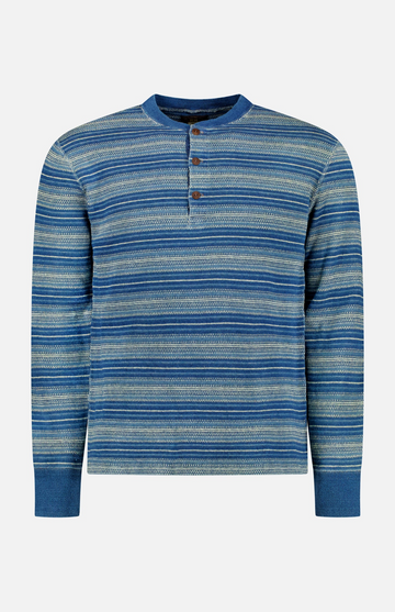 Ralph Lauren - Long-Sleeve Cotton Knit Archie Henley T-shirt - Indigo Multi
