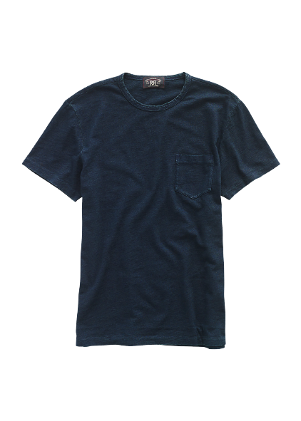 Double RL - Indigo Jersey Pocket T-Shirt in Rinsed Indigo
