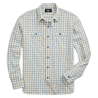 Double RL - Plaid Woven Workshirt in Cream/Blue