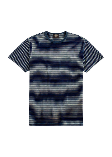 Double RL - Indigo Striped Jersey T-Shirt in Indigo Multi