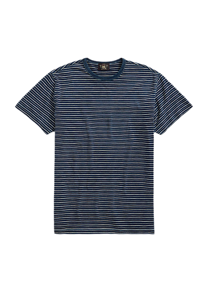 Double RL - Indigo Striped Jersey T-Shirt in Indigo Multi