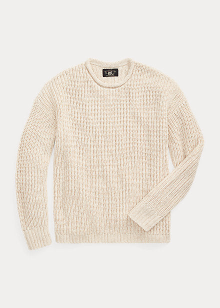 Double RL - Cotton-Linen Rollneck Sweater in Raw White