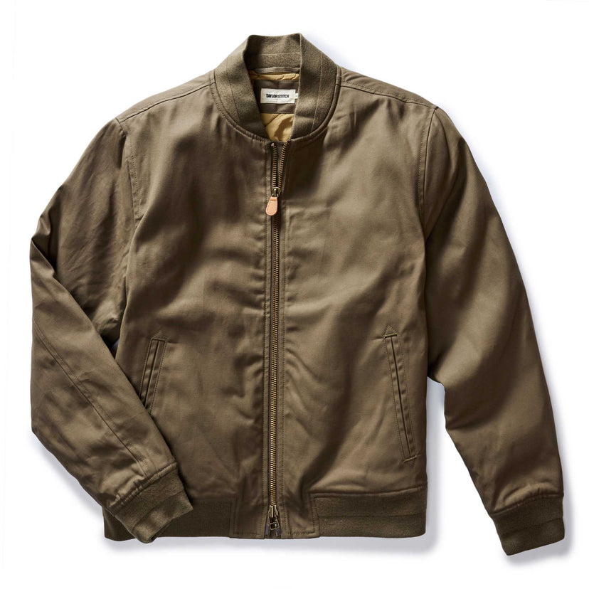 Taylor Stitch - The Insulated Bomber jacket in Fatigue Olive Dry Wax