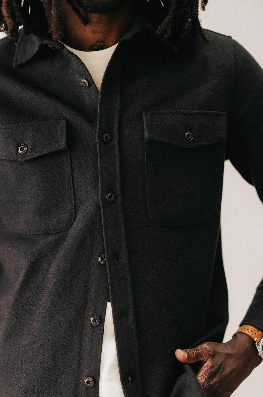 Taylor Stitch - The Maritime Shirt jacket in Faded Black Moleskin Twill