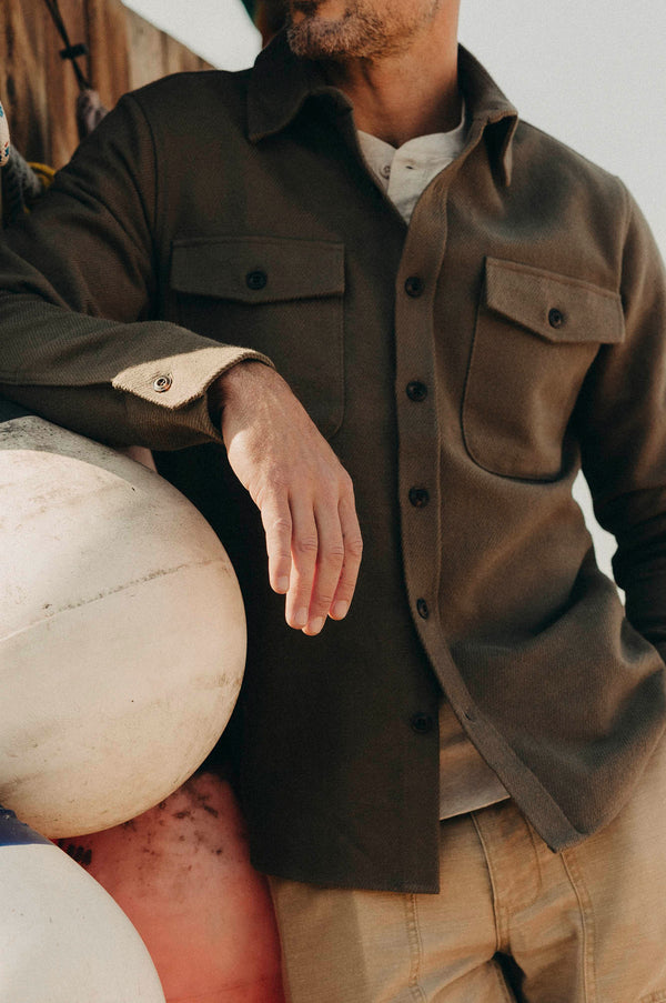 Taylor Stitch - The Maritime Shirt Jacket in Fatigue Olive Moleskin Twill