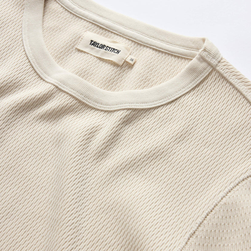 Taylor Stitch - The Organic Cotton Waffle Crew in Vintage White