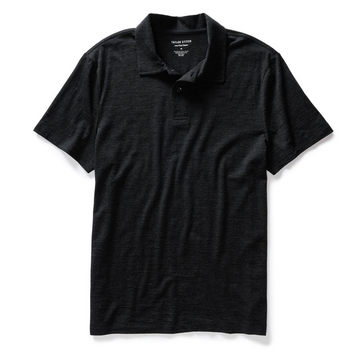 Taylor Stitch - The Merino Polo in Heather Black