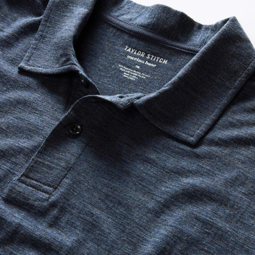 Taylor Stitch - The Merino Polo in Heather Navy