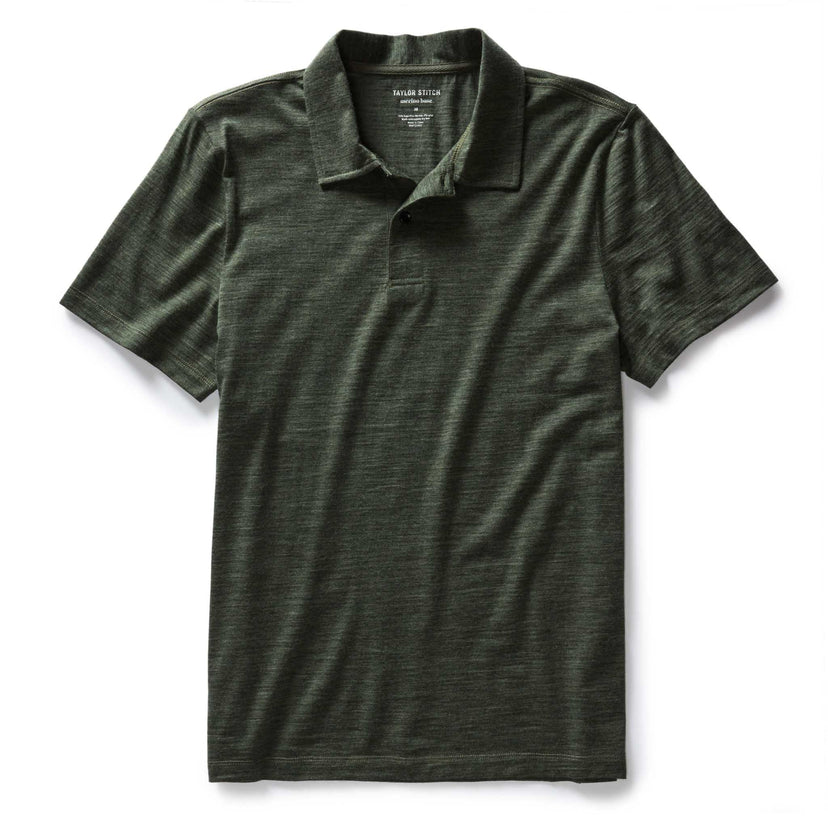 Taylor Stitch - The Merino Polo in Heather Army