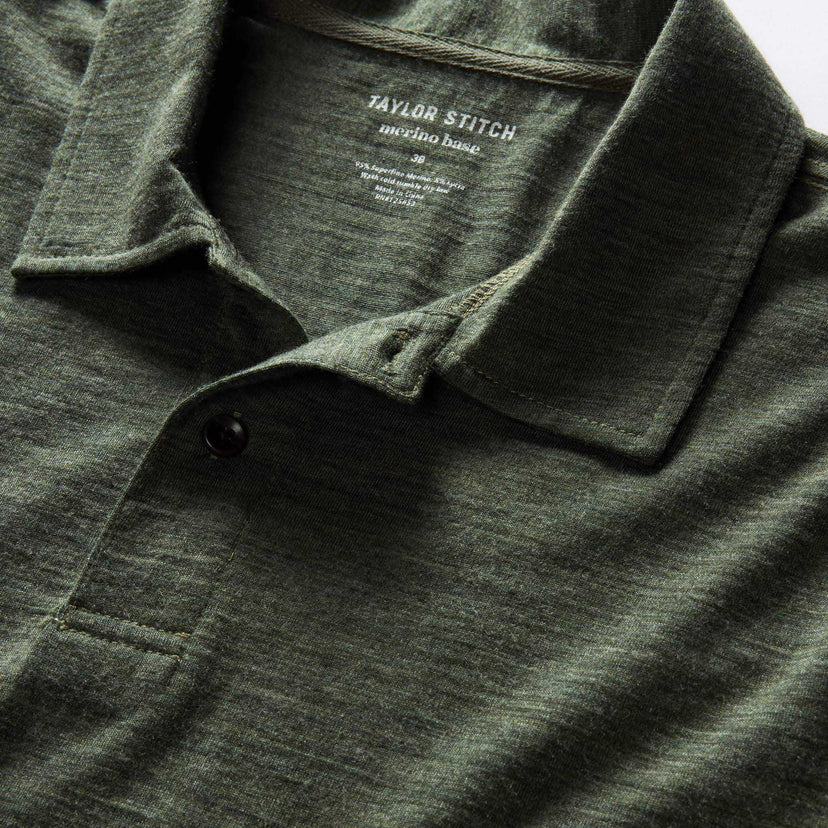 Taylor Stitch - The Merino Polo in Heather Army