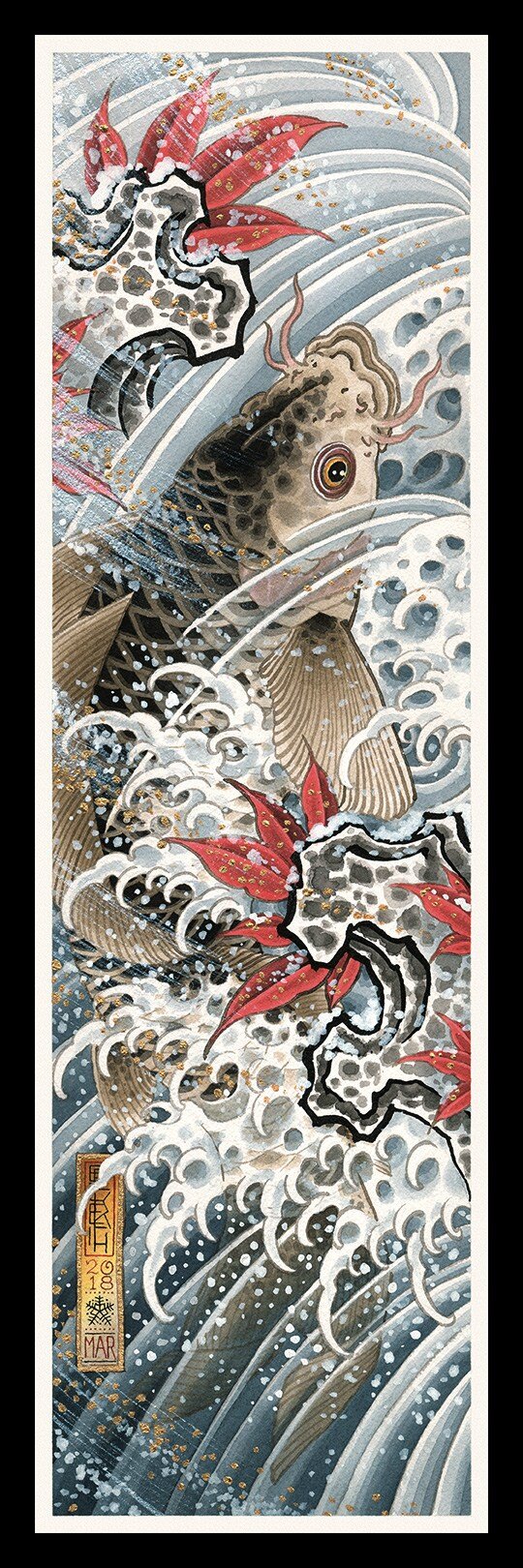 Print Winter Triptych Koi by Matt Beckerich