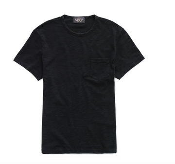 Double RL - Indigo Slub Jersey Cotton Pocket T-Shirt in Black Indigo
