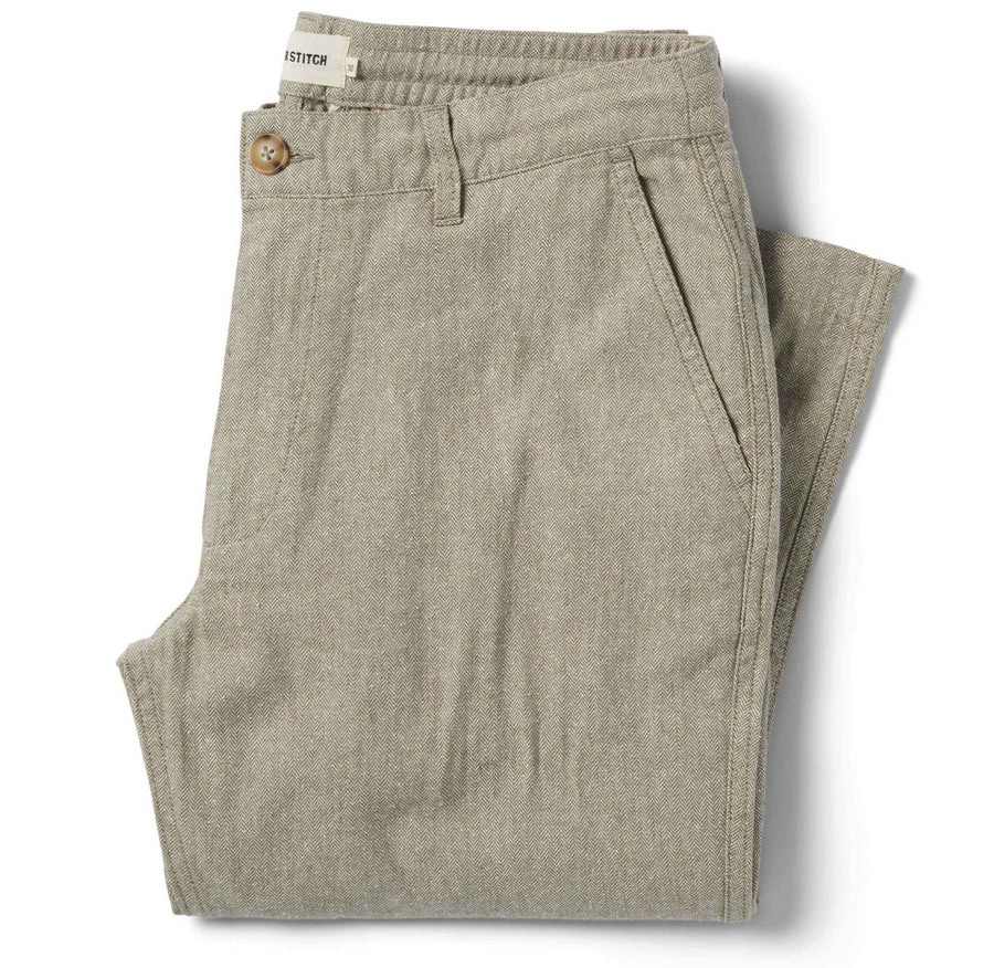 Taylor Stitch - The Easy Pant in Olive Herringbone