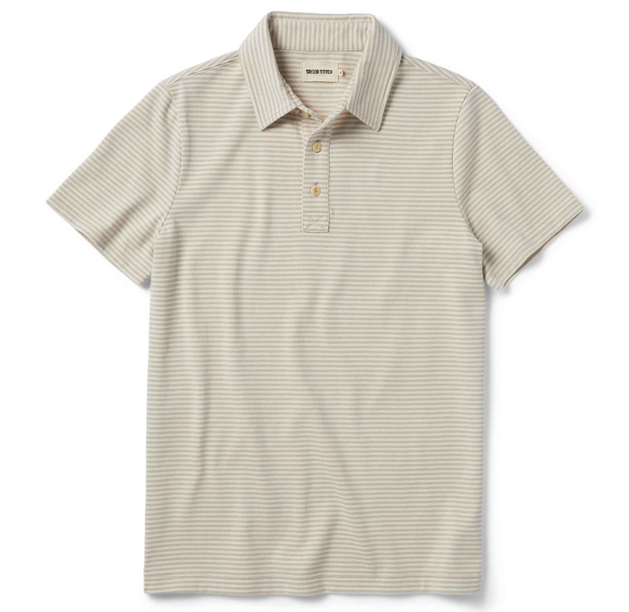 Taylor Stitch - The Heavy Bag Polo in Oatmeal Stripe