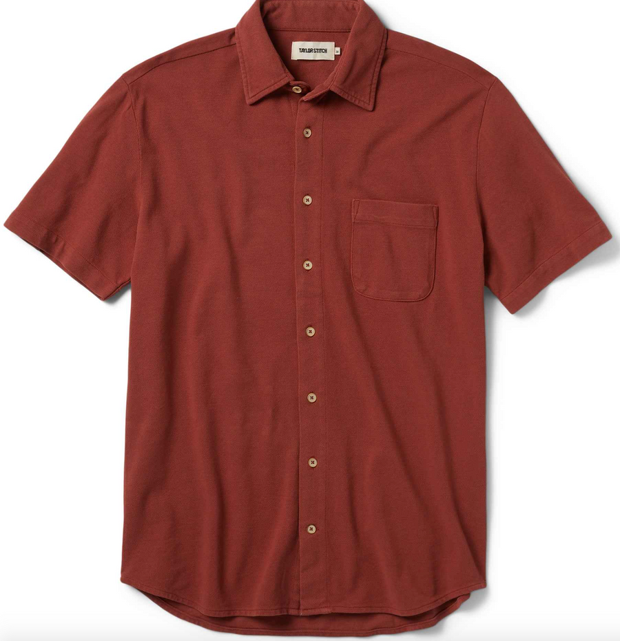 Taylor Stitch - The Short Sleeve California in Red Clay Pique
