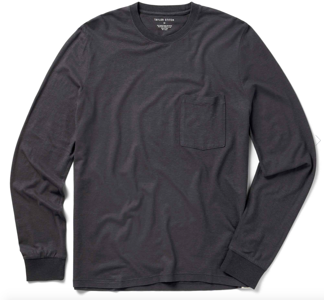 Taylor Stitch - The Cotton Hemp Long Sleeve Tee in Charcoal